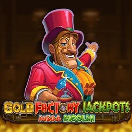 Gold Factory Jackpots Mega Moolah online game logo by Aurum Signature Studios on lyrabet.info